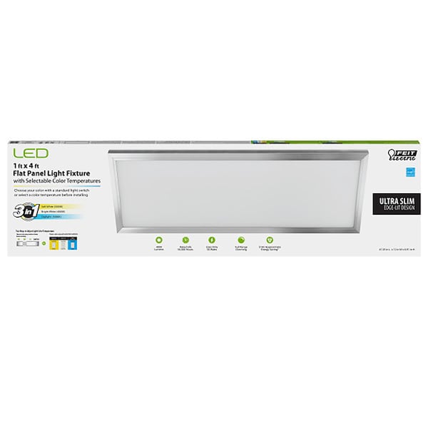 Feit EDGELIT 1 in. H X 12 in. W X 47.3 in. L Nickel White LED Flat Panel Light Fixture